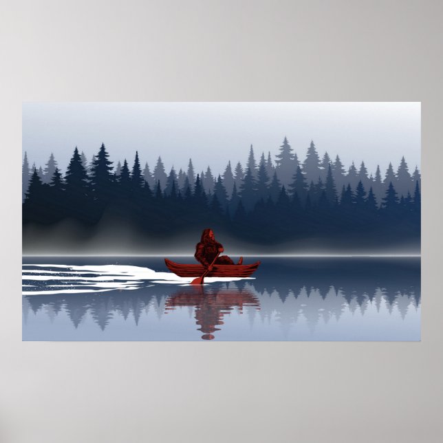 Bigfoot Lake Canoe Wilderness Pine Forest  Poster (Front)