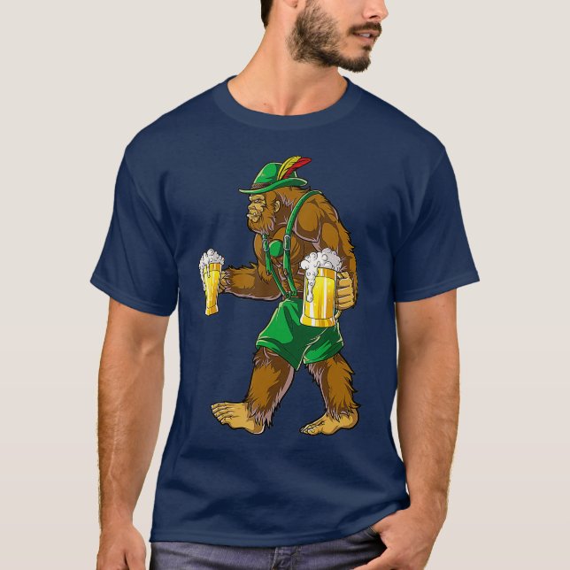 Bigfoot Lederhosen T Shirt Oktoberfest Men Prost (Front)
