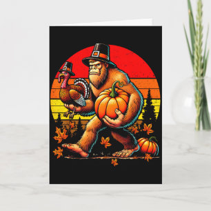 Bigfoot Lgrim Turkey Pumpkin Thanksgiving Day Boys Card