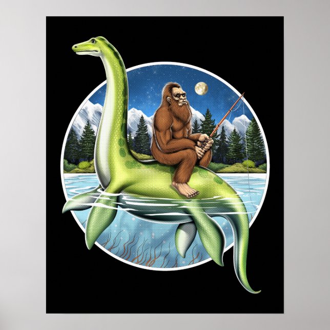 Bigfoot Loch Ness Fishing Poster (Front)