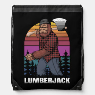 bigfoot lumberjack style drawstring bag