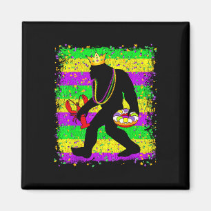Bigfoot Mardi Gras Sasquatch Funny Men Kids Carniv Magnet