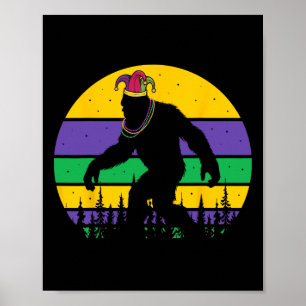 Bigfoot Mardi Gras Sasquatch Funny Men Kids Gift T Poster