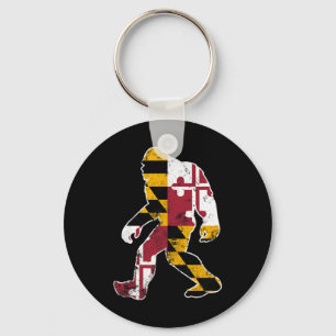 Bigfoot Maryland Flag State Sasquatch Men Women Ki Keychain