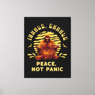 Bigfoot Meditation Peace Not Panic Design Canvas Print