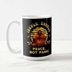 Bigfoot Meditation Peace Not Panic Design Coffee Mug