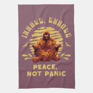 Bigfoot Meditation Peace Not Panic Design Kitchen Towel
