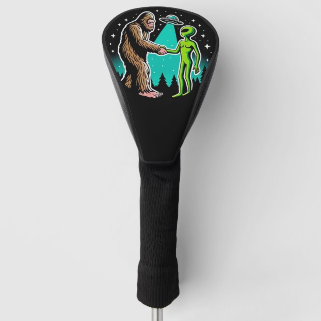 Bigfoot Meets Alien Golf Head Cover (Front)