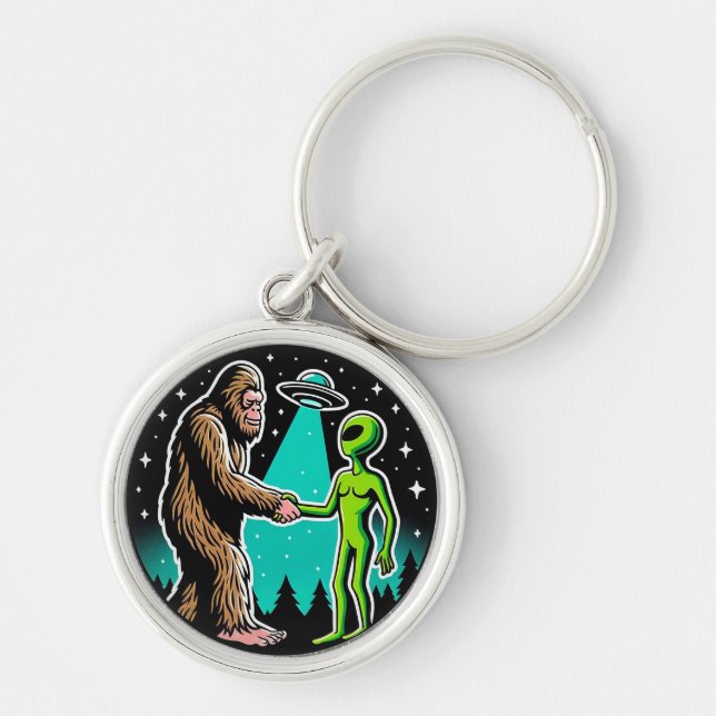 Bigfoot Meets Alien Keychain (Front)