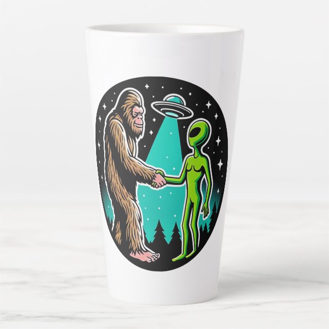 Bigfoot Meets Alien Latte Mug (Front)