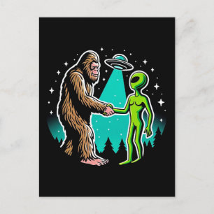 Bigfoot Meets Alien Postcard