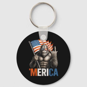 Bigfoot ’merica Patriotic Sasquatch Rocking Americ Keychain