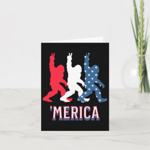 Bigfoot merica Red White Blue Peace Sign 4th Of Ju Card