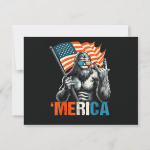 Bigfoot Merica Rock American Flag Invitation