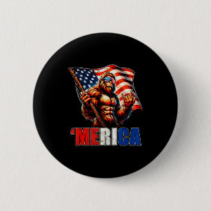 Bigfoot merica rock american flag patriotic 4th of 2 inch round button