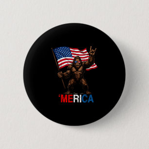 Bigfoot merica rock american flag patriotic 4th of 2 inch round button