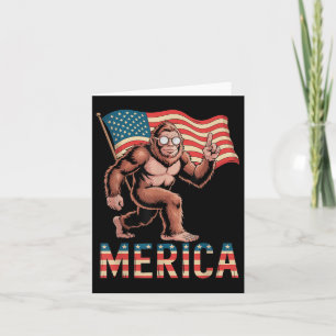 Bigfoot Merica Rock American Flag Patriotic 4th Of Card
