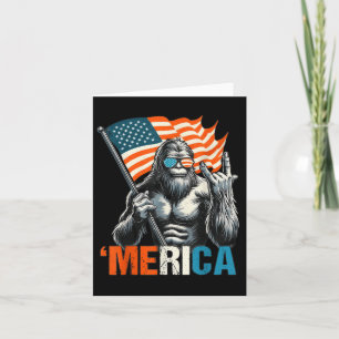 Bigfoot Merica Rock American Flag Patriotic 4th Of Card