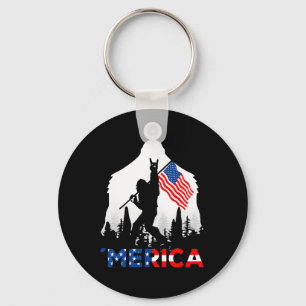 Bigfoot Merica Rock American Usa Flag Patriotic 4t Keychain