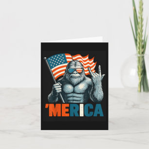 Bigfoot Merica Rock Patriotic American Flag 4th Of Card