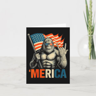 Bigfoot Merica Rock Patriotic American Flag 4th Of Card
