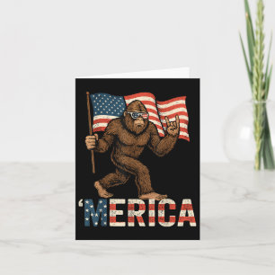 Bigfoot Merica Rock Patriotic American Flag 4th Of Card