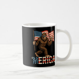 Bigfoot Merica Rock Patriotic American Flag 4th Of Coffee Mug