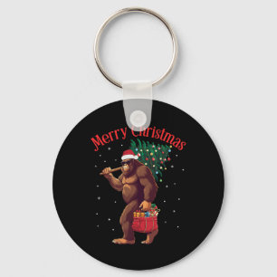 Bigfoot Merry Christmas Tree Lights Sasquatch Xmas Keychain