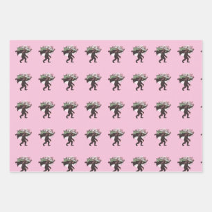 Bigfoot Merry Christmas Wrapping Paper Sheet
