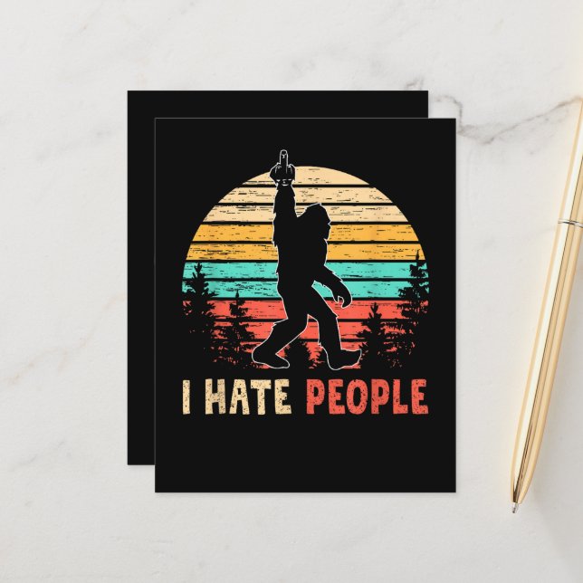 Bigfoot Middle Finger I Hate People (Front/Back In Situ)