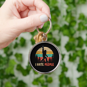 Bigfoot Middle Finger I Hate People Keychain