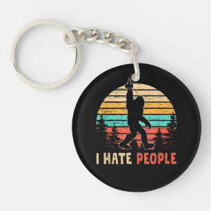 Bigfoot Middle Finger I Hate People Keychain