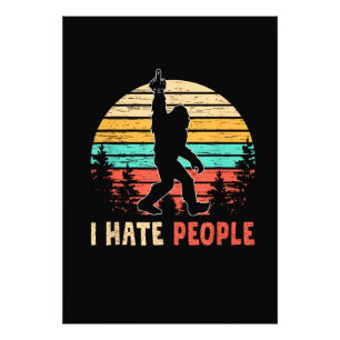 Bigfoot Middle Finger I Hate People Photo Print