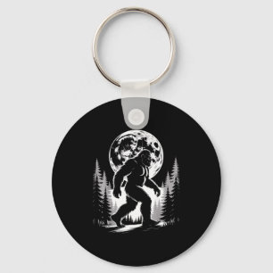 Bigfoot Moonlight Sasquatch Forest Cryptid Outdoor Keychain