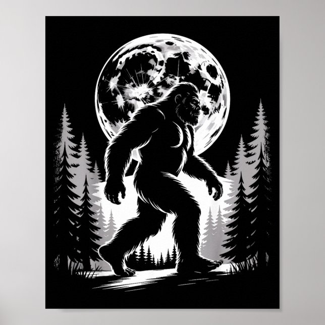 Bigfoot Moonlight Sasquatch Forest Cryptid Outdoor Poster (Front)