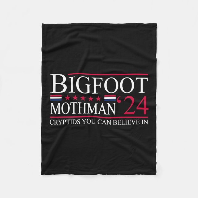 Bigfoot Mothman 2024 President Election Funny Vote Fleece Blanket (Front)