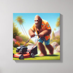 Bigfoot Mowing Canvas Print