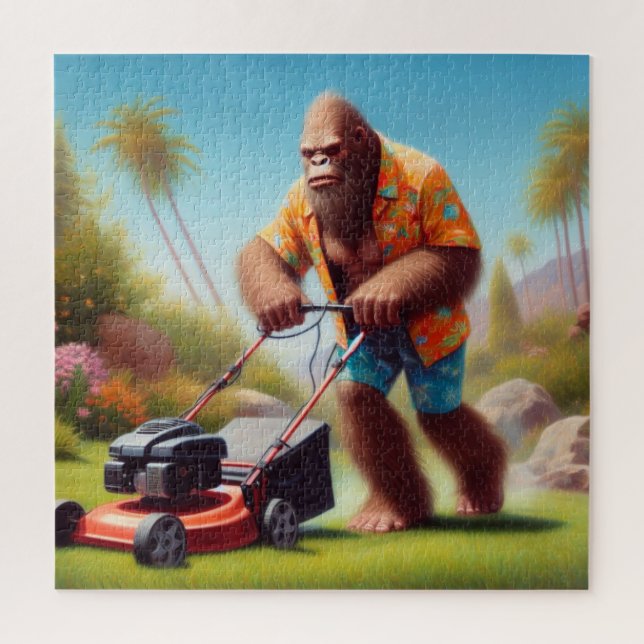 Bigfoot Mowing Jigsaw Puzzle (Vertical)