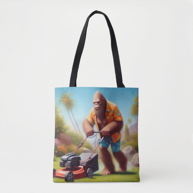 Bigfoot Mowing Tote Bag (Front)