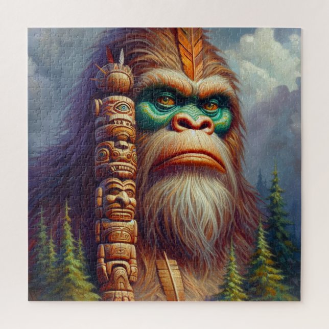 Bigfoot Native American Totem Jigsaw Puzzle (Vertical)