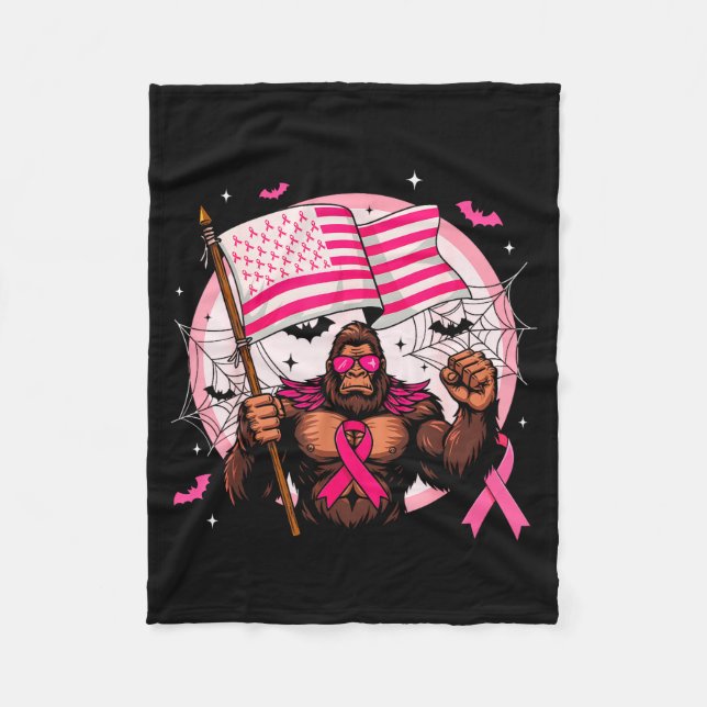 Bigfoot Nk Ribbon Breast Cancer Awareness Month Wo Fleece Blanket (Front)