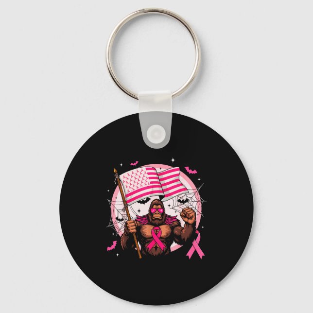 Bigfoot Nk Ribbon Breast Cancer Awareness Month Wo Keychain (Front)