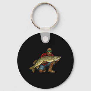 Bigfoot Northern Pike Fishing Trophy Funny Keychain