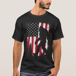 Bigfoot of American Flag Kids  4th July USA Patrio T-Shirt