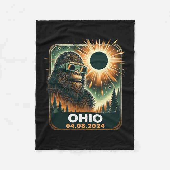 Bigfoot Ohio Total Solar Eclipse 2024 With Eclipse Fleece Blanket (Front)