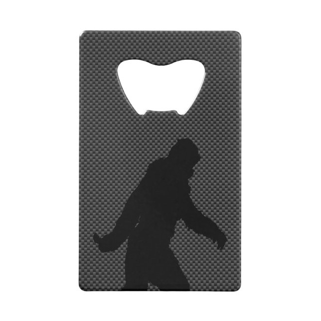 Bigfoot on Carbon Fibre Print Credit Card Bottle Opener (Back)