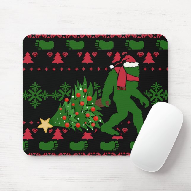 Bigfoot on knit background mouse pad (With Mouse)