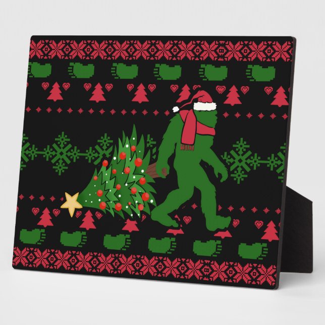 Bigfoot on knit background plaque (Side)