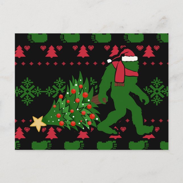 Bigfoot on knit background postcard (Front)