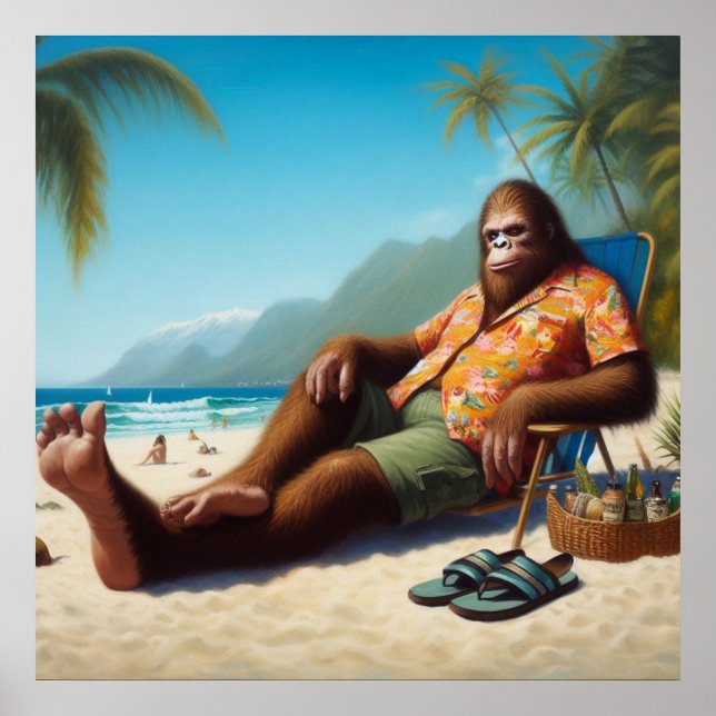 Bigfoot On the Beach Poster (Front)